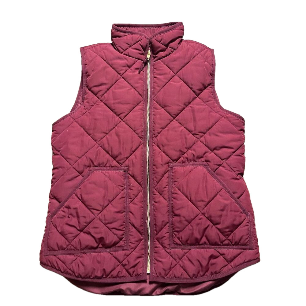 J.Crew‎ Mercantile Womens Maroon Quilted Puffer Vest Size S Sleeveless